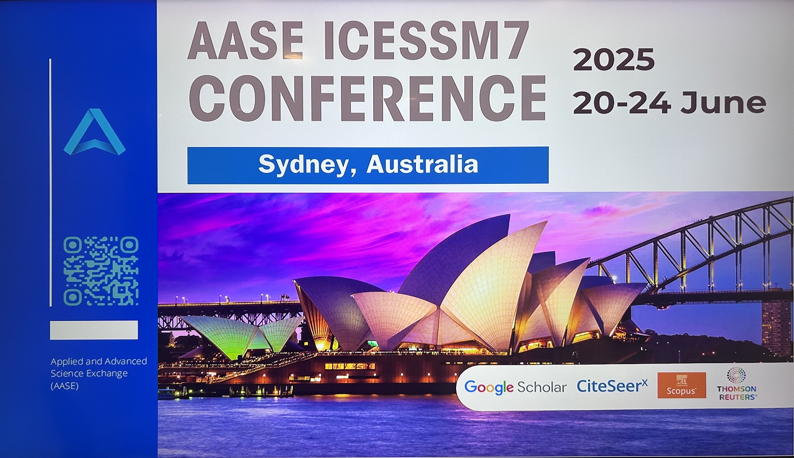 ICESSM-7: Global Summit on Education, Social Sciences, and Multidisciplinary Studies, The Applied and Advanced Science Exchange (AASE), Sydney, AUSTRALIA, 20-24 June, 2025