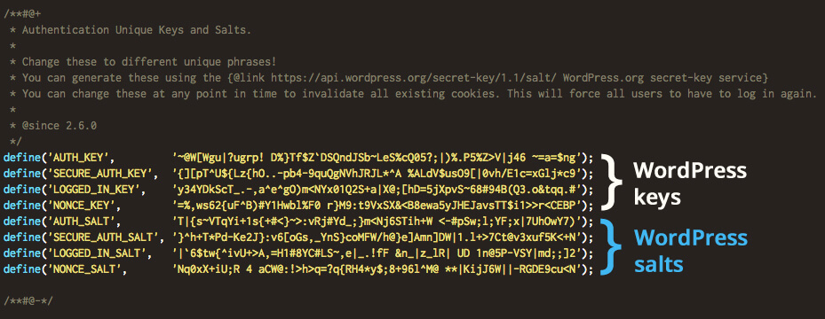 Creates a hash of a plain text password. WordPress Salt | iThemes Security