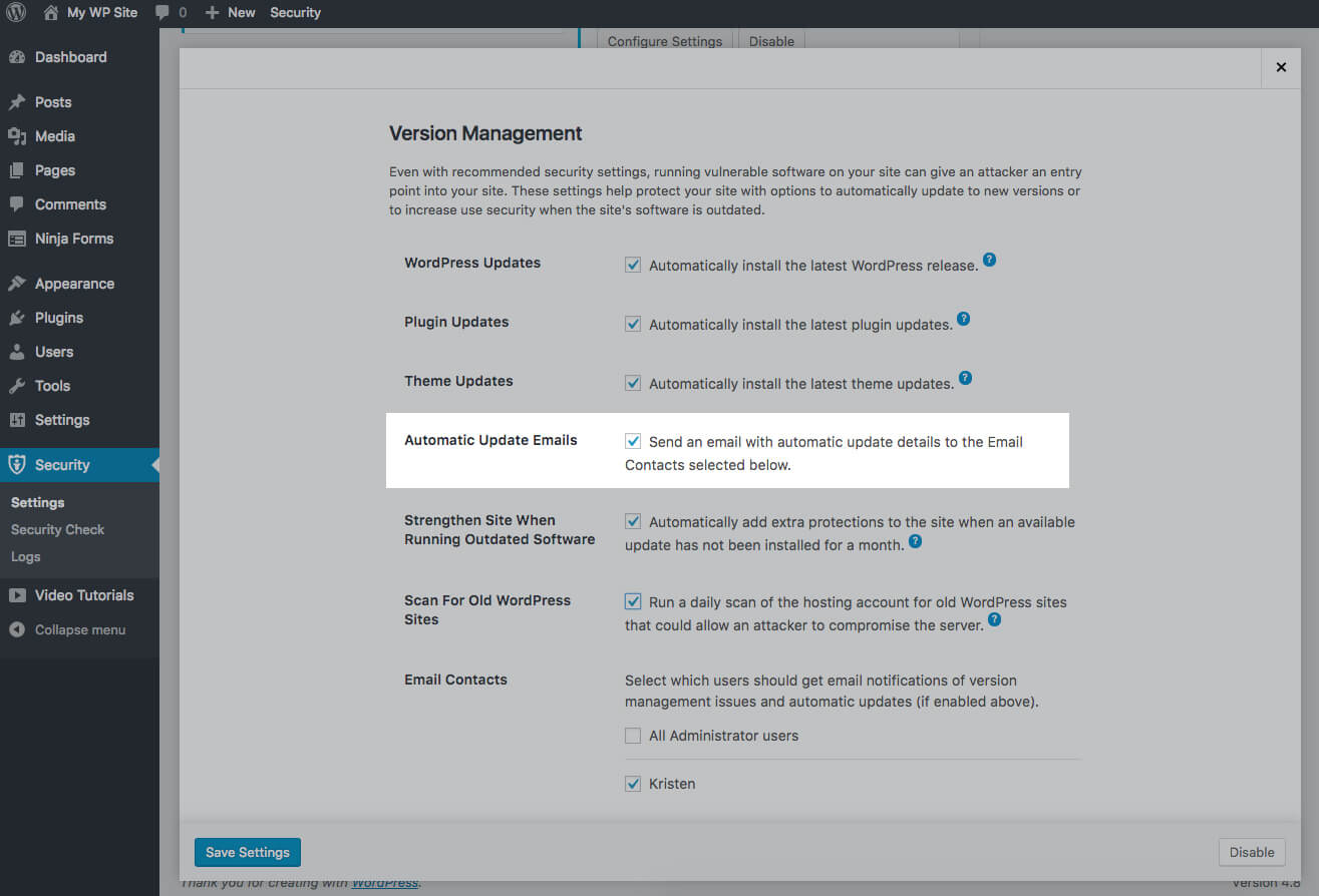 Wordpress multisite packaged by bitnami for aws cloud. WordPress Version Management Updates for iThemes Security