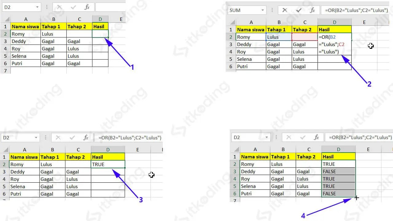 10 rumus excel di dunia kerja. Fungsi Or Pada Excel Cara Menggunakan Contoh Rumus Or