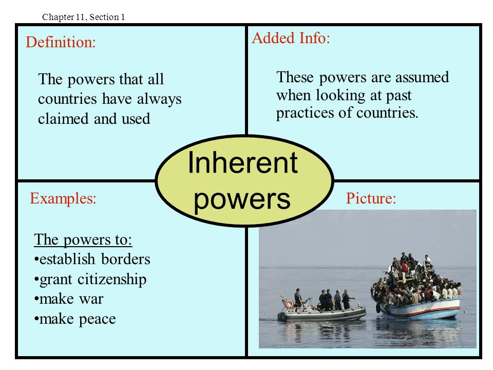 Inherent powers examples: prudential power, state power