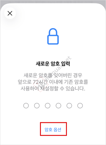아이폰 비번 4자리 변경 방법 1분 끝내기 (iOS 26·72시간 주의) 5 아이폰 새로운 암호 입력 화면의 암호 옵션