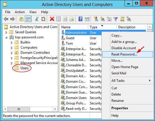 2024 how to reset domain admin password in active directory?