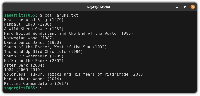 Using cat command in linux