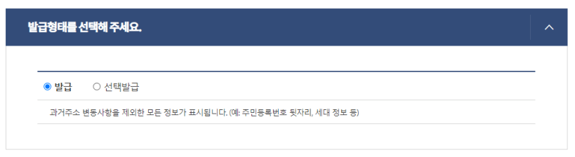 발급형태 선택