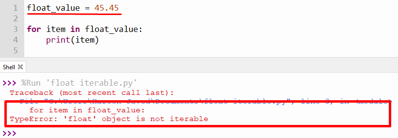 Typeerror: ‘float’ object is not iterable in python