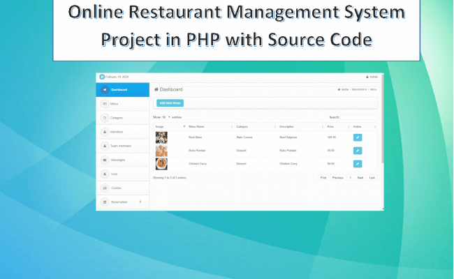 Online Restaurant Management System Project In Php With Source Code