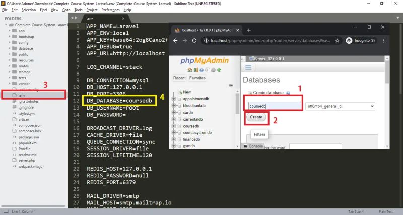 Laravel Sinhala Full Course 03 Create Database And Configuration - Download Professional Dark Illustration | 4K