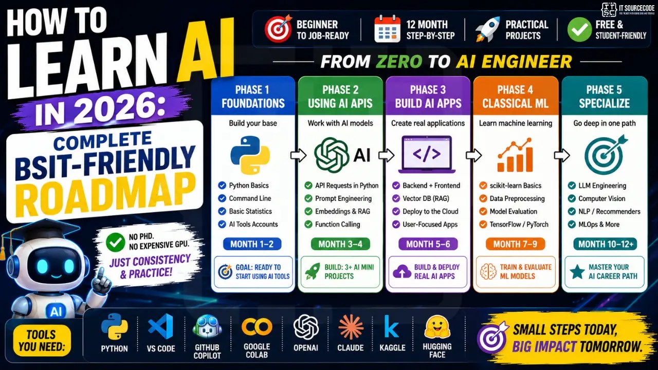 How To Learn AI In 2026 Complete BSIT Roadmap How To Learn AI In 2026 Complete BSIT Friendly Roadmap 