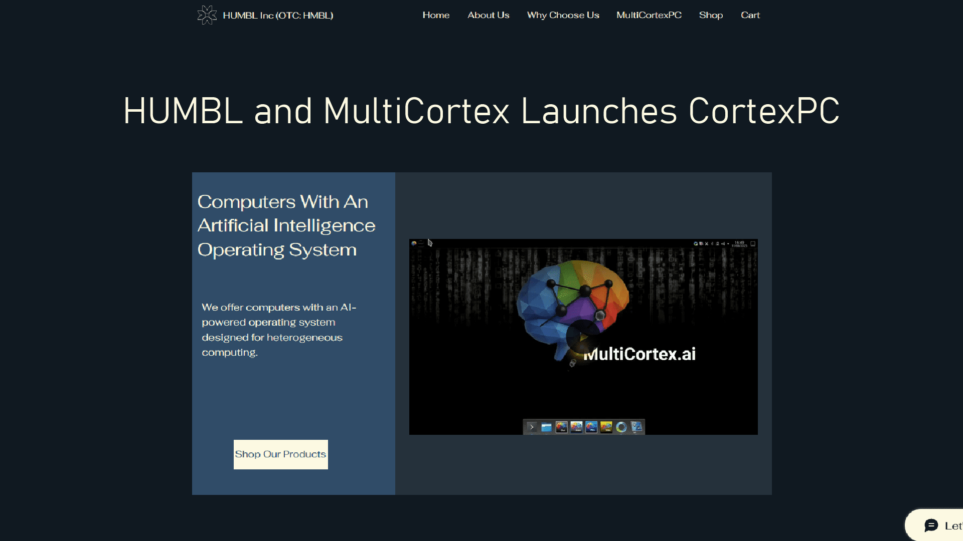 HUMBL and MultiCortex Launches CortexPC – a Computer with an AI-native Operating System