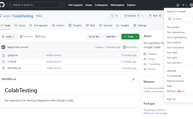 Iuryt - Integrating Google Colab And GitHub