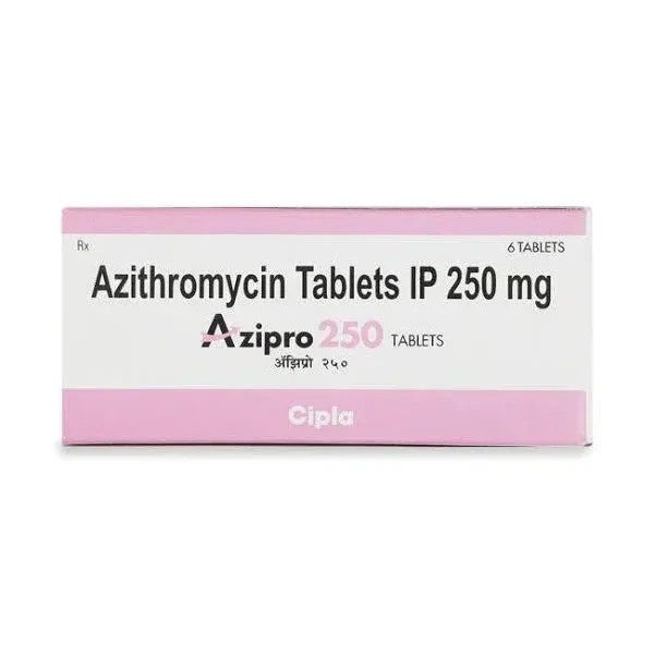 Azipro 250 mg Azithromycin tablets Cipla pharmaceutical packaging