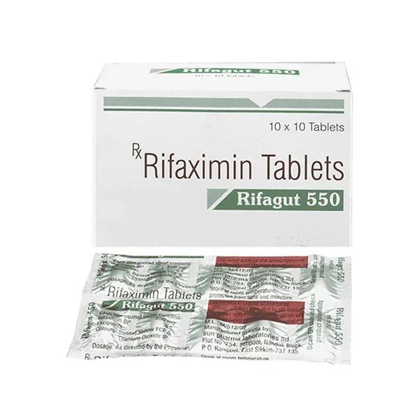 Rifagut 550mg Rifaximin Tablet packaging