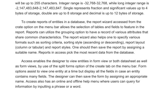 Creating A Database In Microsoft Access - 758 Words | Coursework Example
