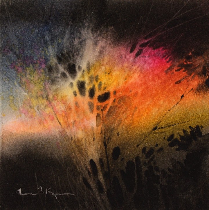 Linda Kemp Canada Nightscape - Caught in the Light Beam 8x8"