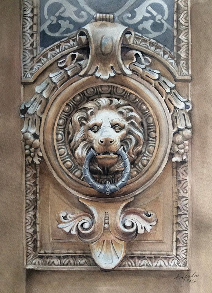 Anne Purho Finland A Door in Alexander Street in Helsinki 42x54 cm