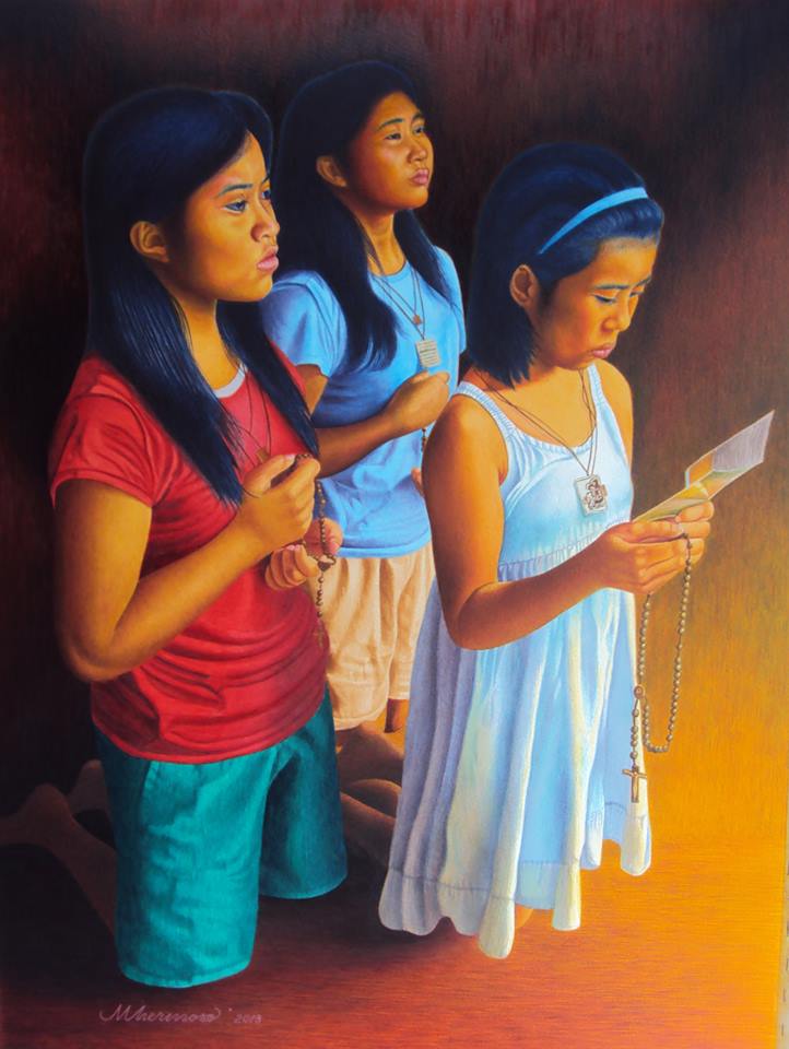 Mark B. Hermoso Philippines Threesome at Pray 47x54 cm