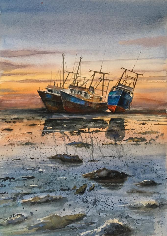 Jan Min Netherlands Three Ladies 40x60 cm