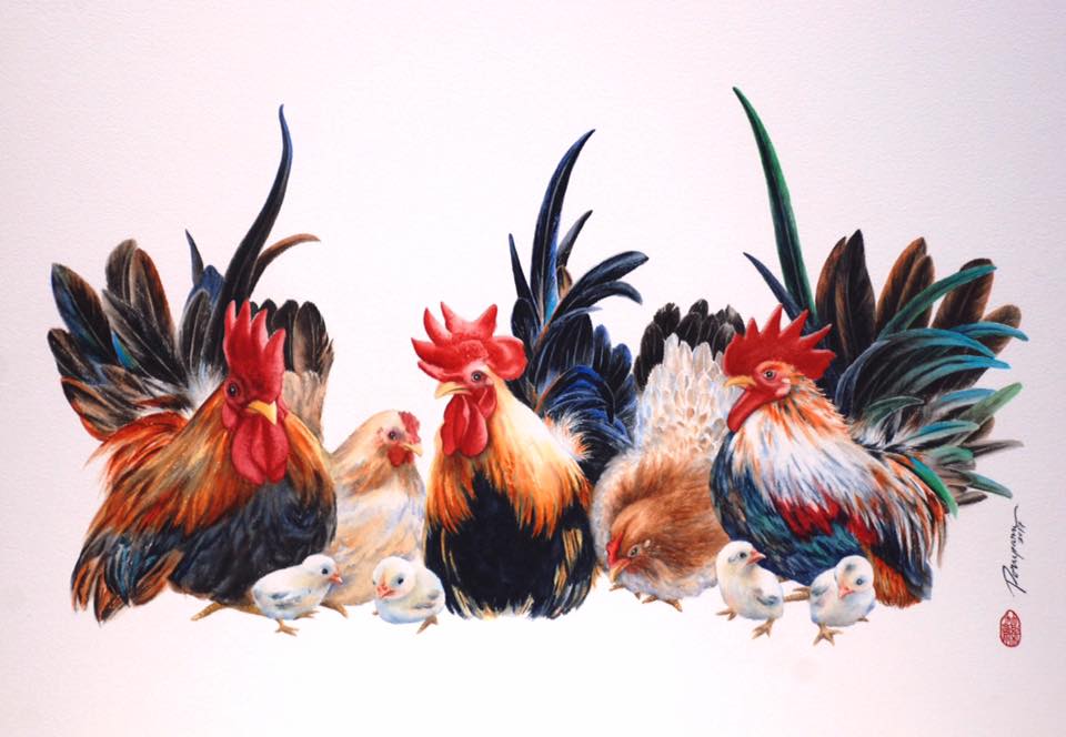 Pornparn Sridhanabutr Thailand Happy Family 56x76 cm