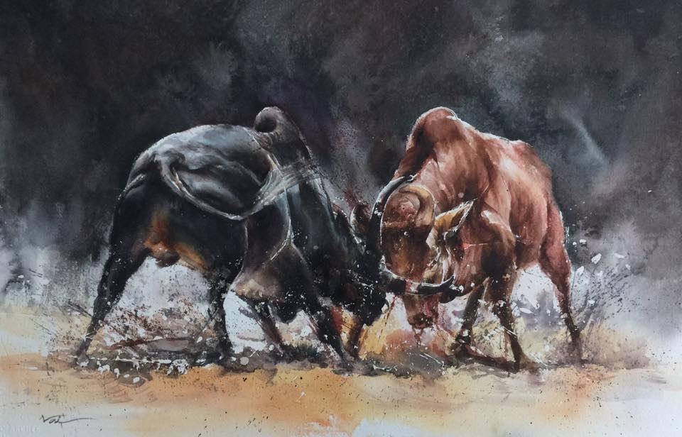 Vai Samanvanich Thailand Fighting 38x56 cm