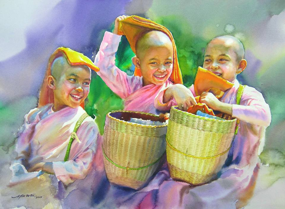 Third Place International: Moe Win Myanmar Happy Nuns 22x30"