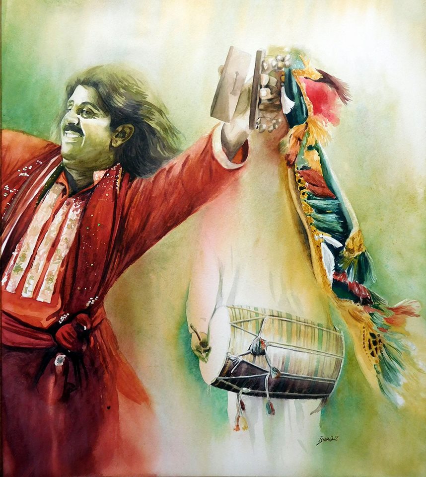 Ishfaque Ali Pakistan Folk Dance 51x57 cm