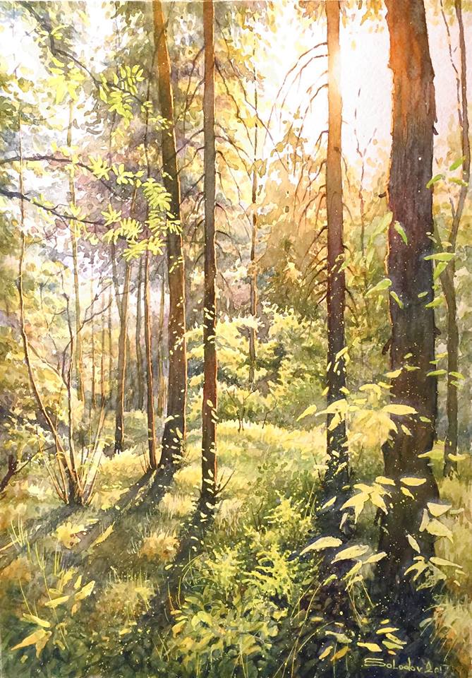 Nikolai Solodov Russia Russia. Village Kokoshkino. Summer day. 30x42 cm