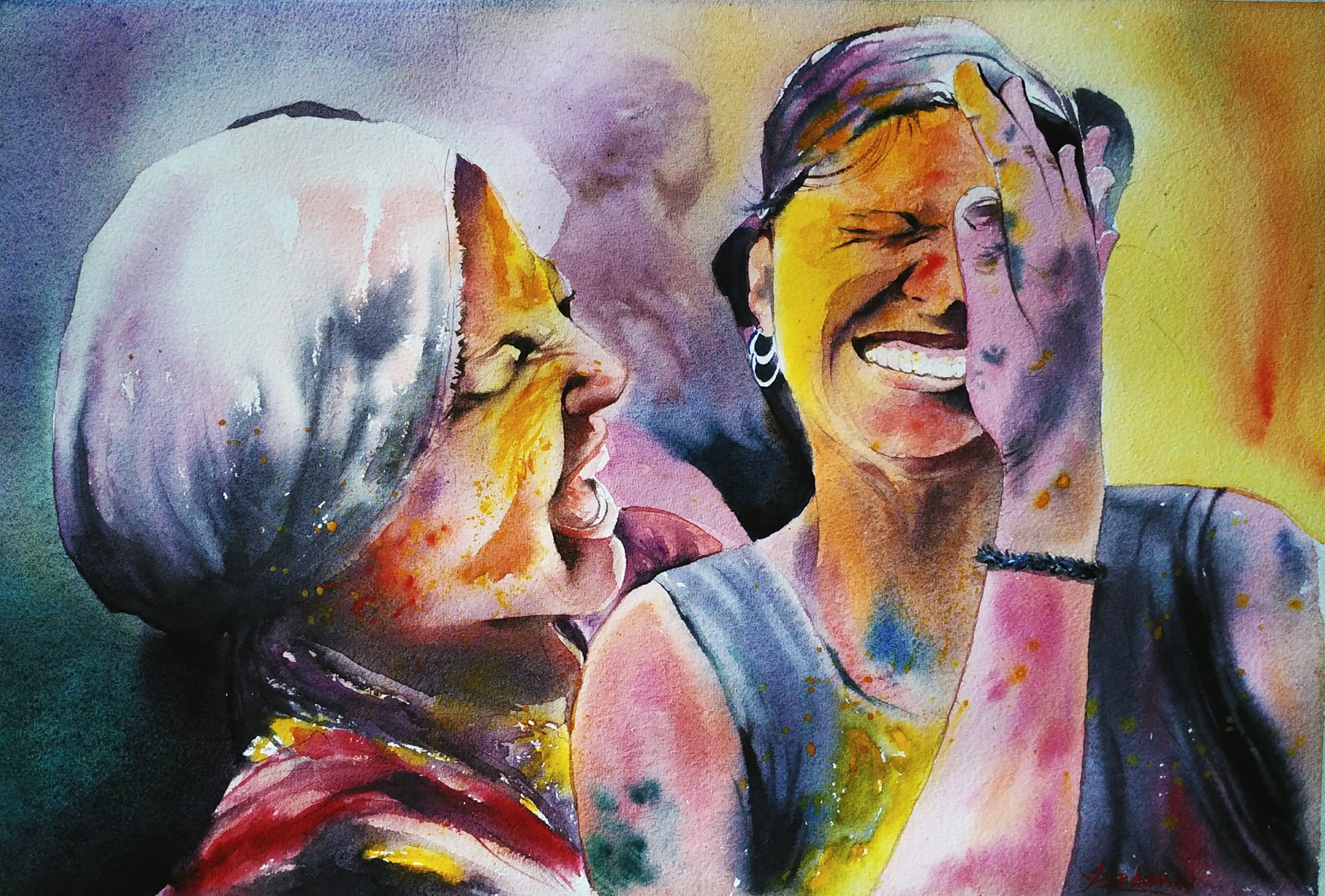 Sukdev Das India (Youth) Expression of Holi 38x56 cm