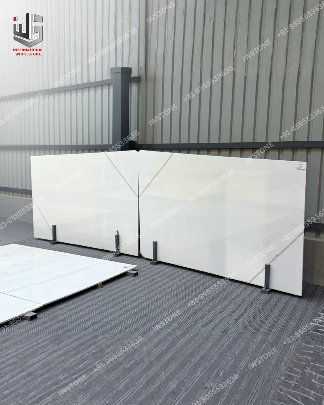 Bianco Lasa marble slab with subtle grey veining from Laaser Tal Valley Italy