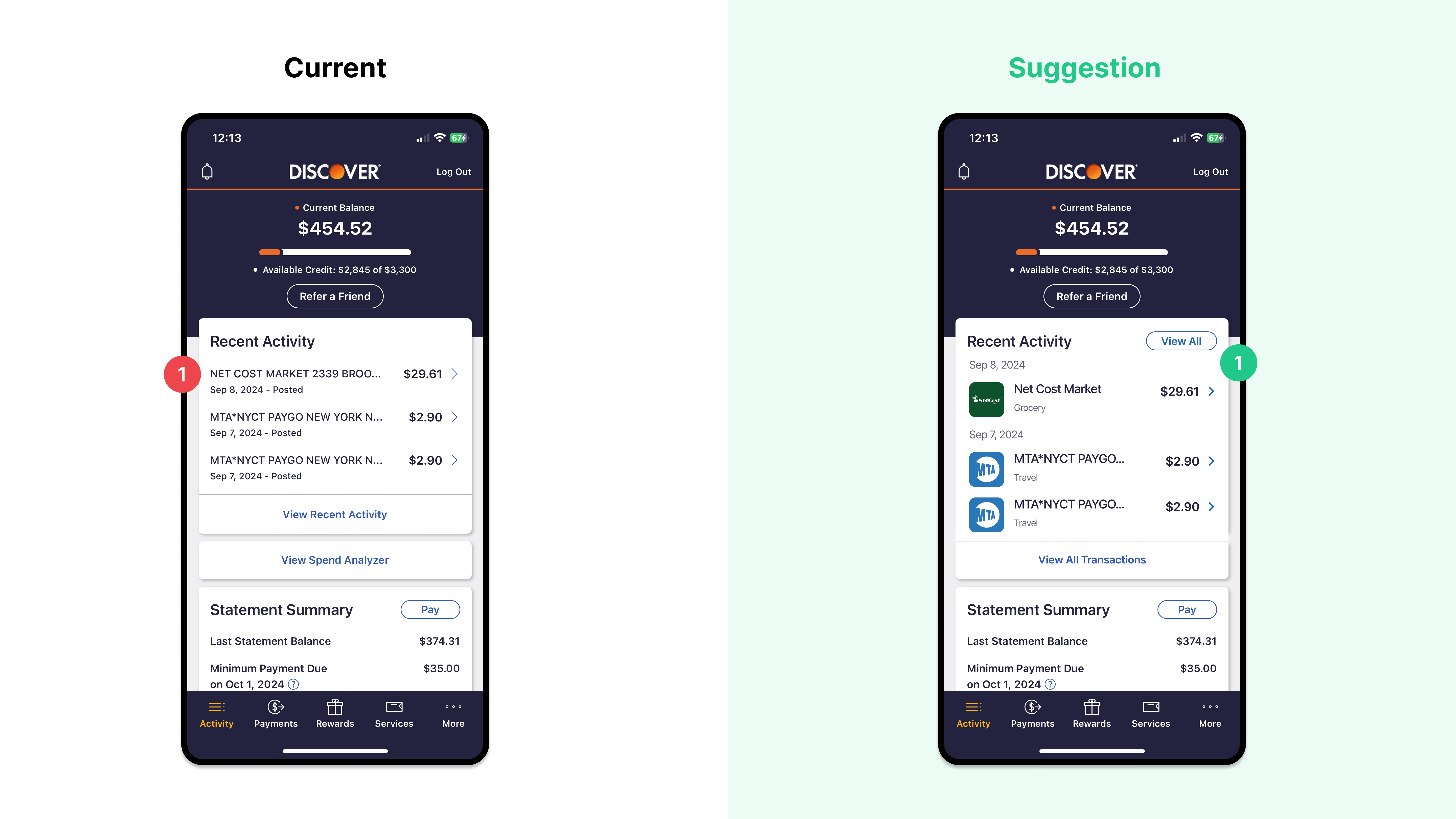 Design critique: discover bank ios mobile app