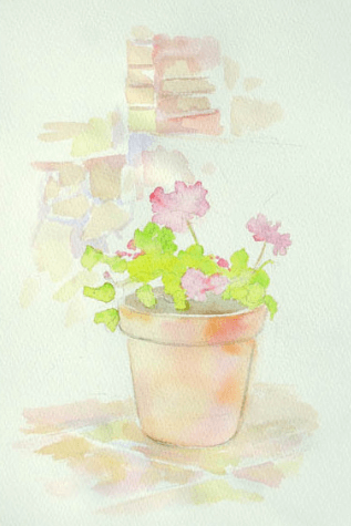 как рисовать горшок с цветком
