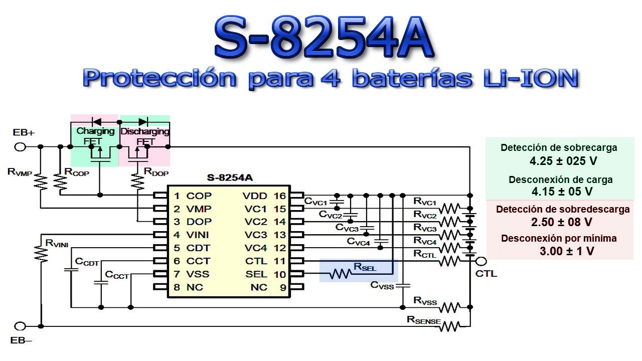 Esquema para 4 baterías