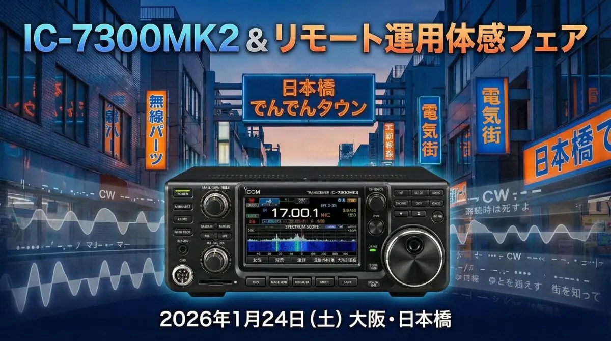 話題の「CWデコード機能」を直接確かめるチャンス！＞アイコム、1月24