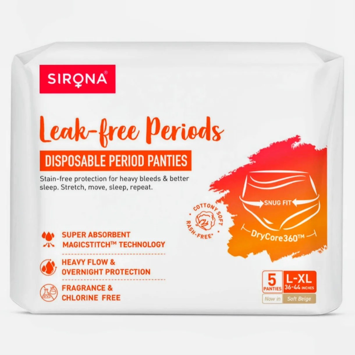 SIRONA DISPOSABLE PERIOD PANTY L-XL 5N | RS:225