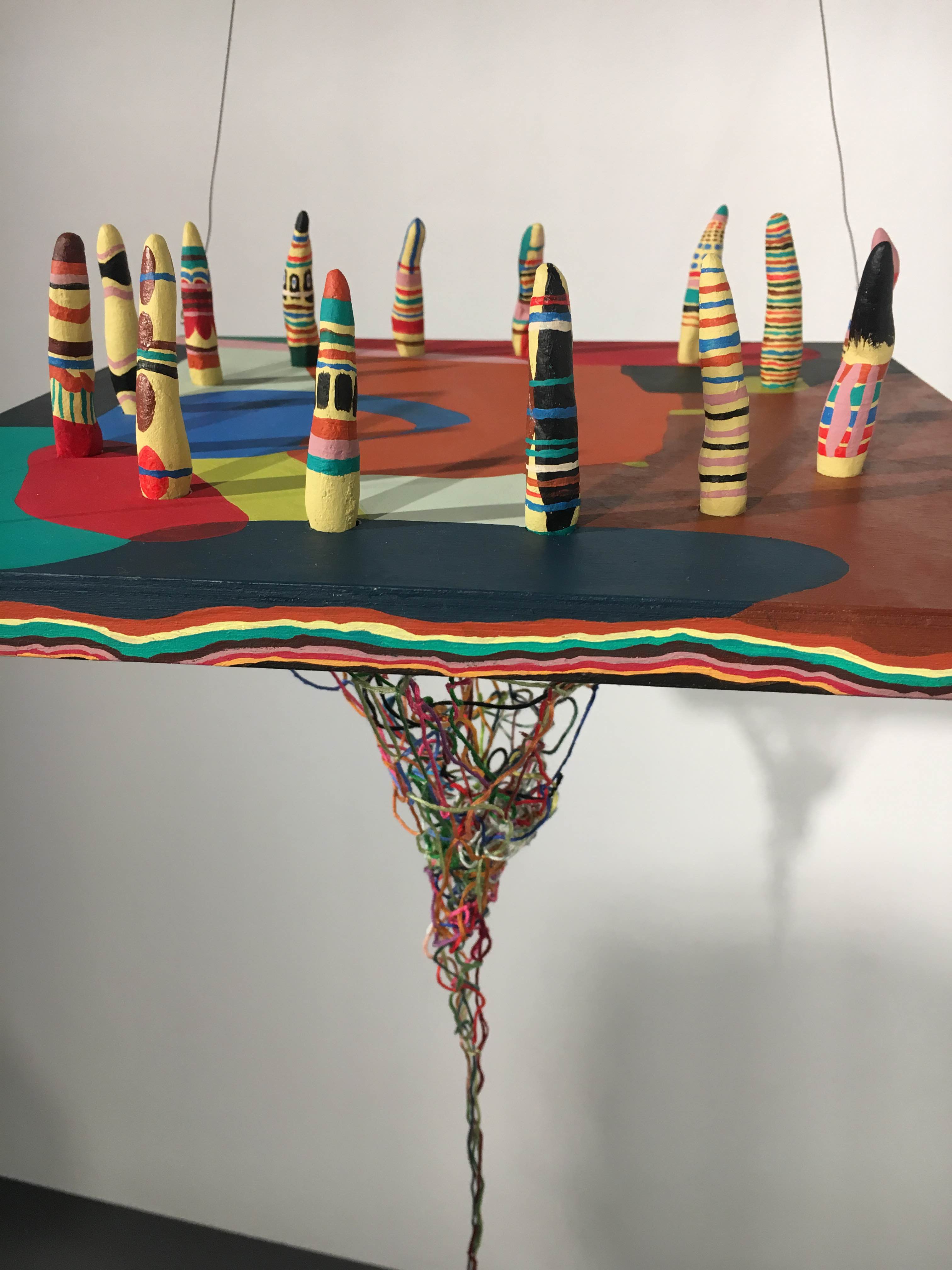 Carly Lake Clonal Realm, 2016 Plywood, clay, acrylic & thread
