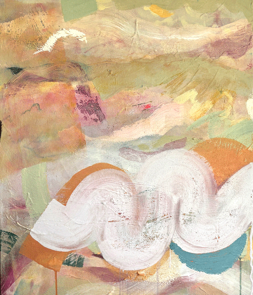 Cloudbusting- Afterglow, 2024, acrylic & oil stick on canvas, 70 x 60cm