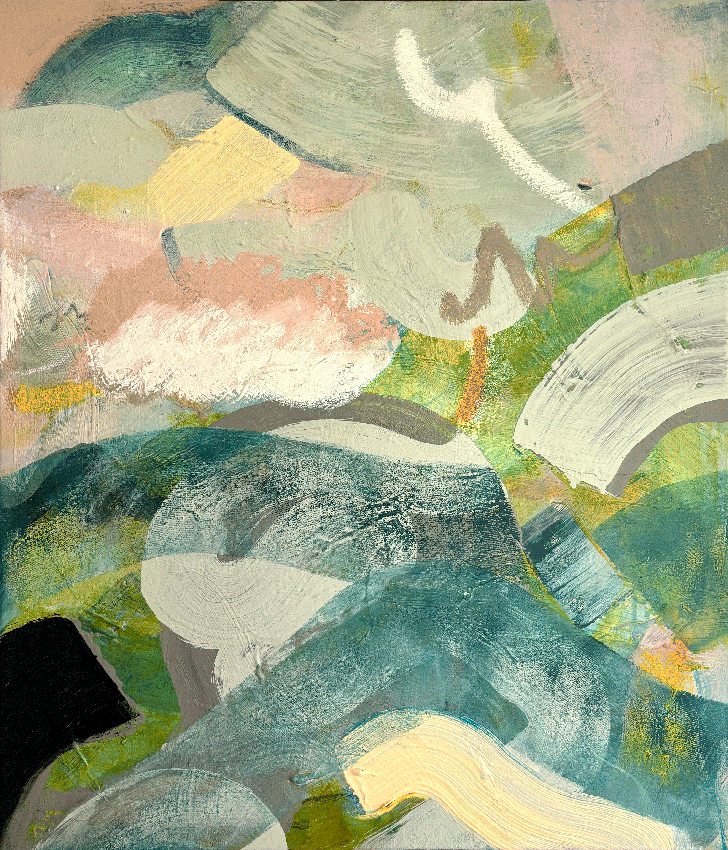 Cloudbusting- Drift, 2024, acrylic & oil stick on canvas, 70 x 60cm