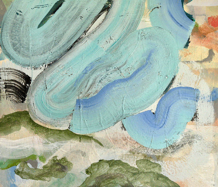 Cloudbusting- Sky Shadow, 2024, acrylic & oil stick on canvas, 60 x 70cm