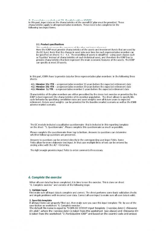 Dc calculation tool input template