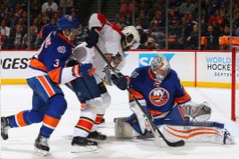 Jagr had seven shots on goal but none found the back of the net. The Panthers top line of Jonathon Huberdeau, Aleksander Barkov and Jagr has now amassed more than 60 shots in four games yet has producted only one goal against Ilslanders goalie Thomas Griess.