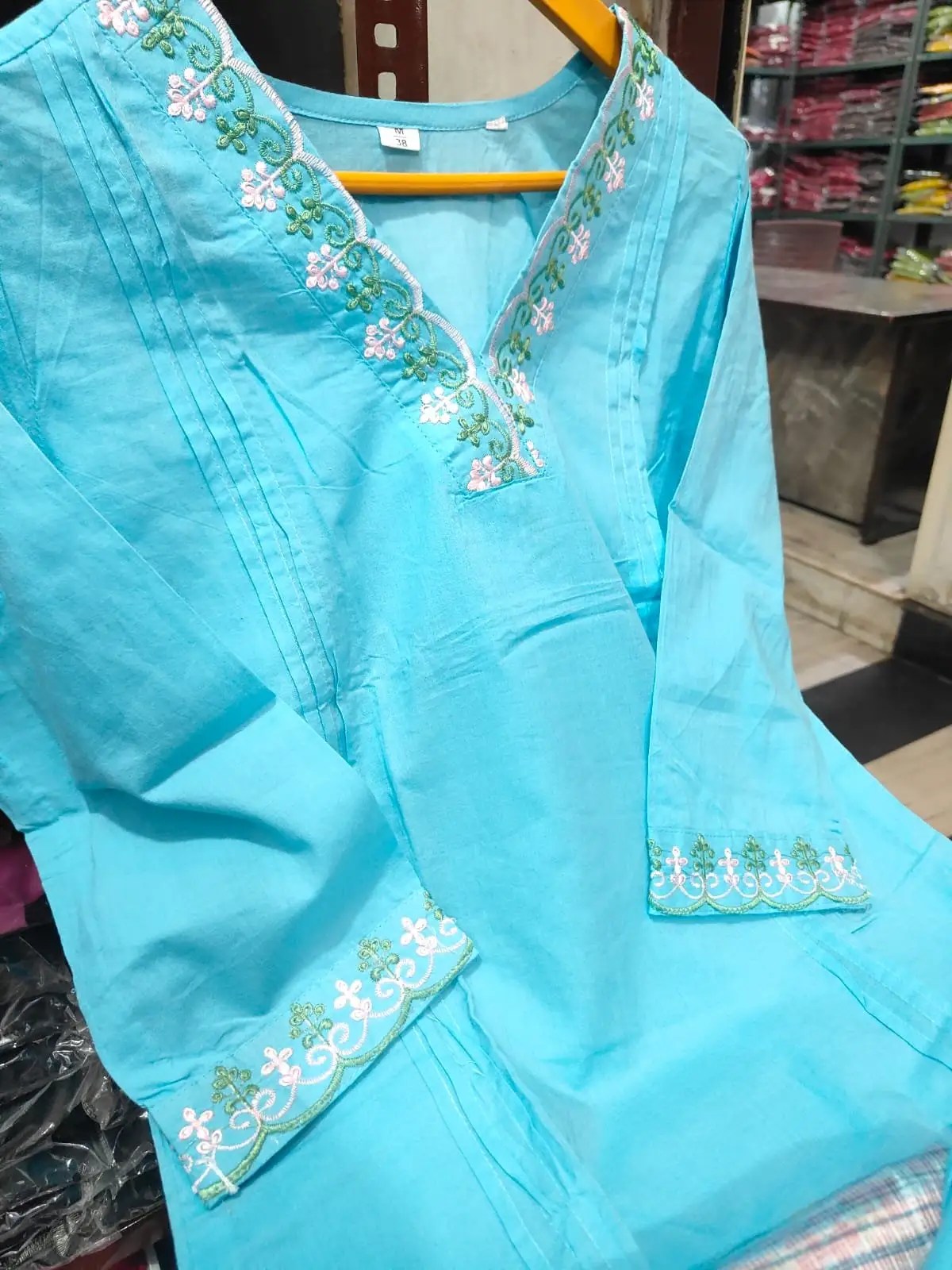 Hand Embroidered Pure Cotton Kurta Pant Set - Matching Dupatta & Bottom Silhouette | Jaipur Cloth