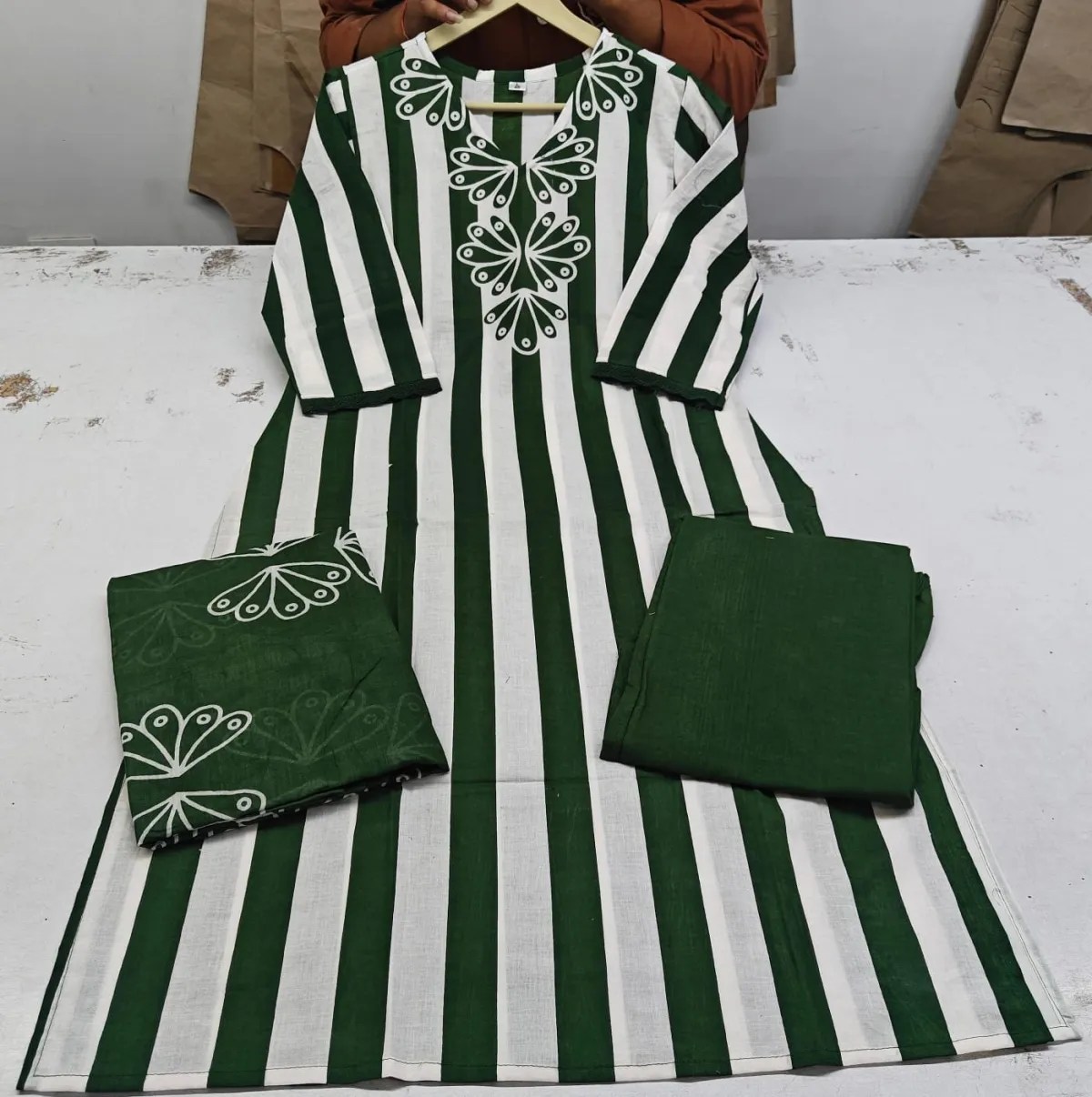 Designer Floral Print Pure Cotton Suit - Embroidered Yoke Detail View | Jaipur Cloth