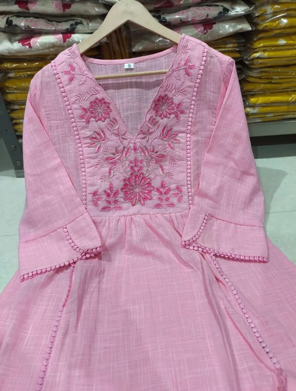 Floral Elegance Kurta Set Pure Cotton Kurti Set for Women - Side Profile View | Jaipur Cloth