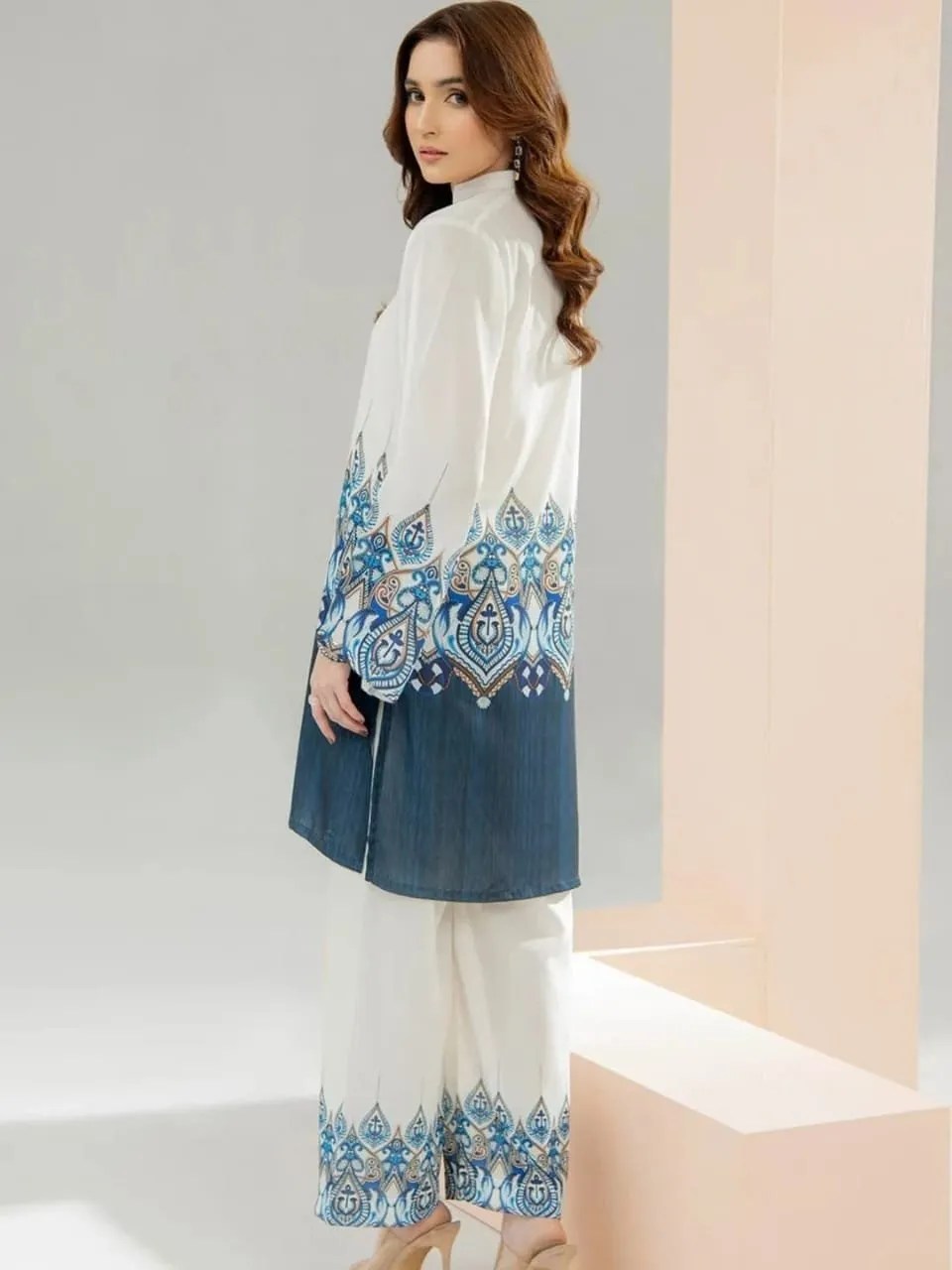 Smart Vacation Co-ord Set Pure Cotton Kurti Set for Women - Embroidered Yoke Detail View | Jaipur Cloth