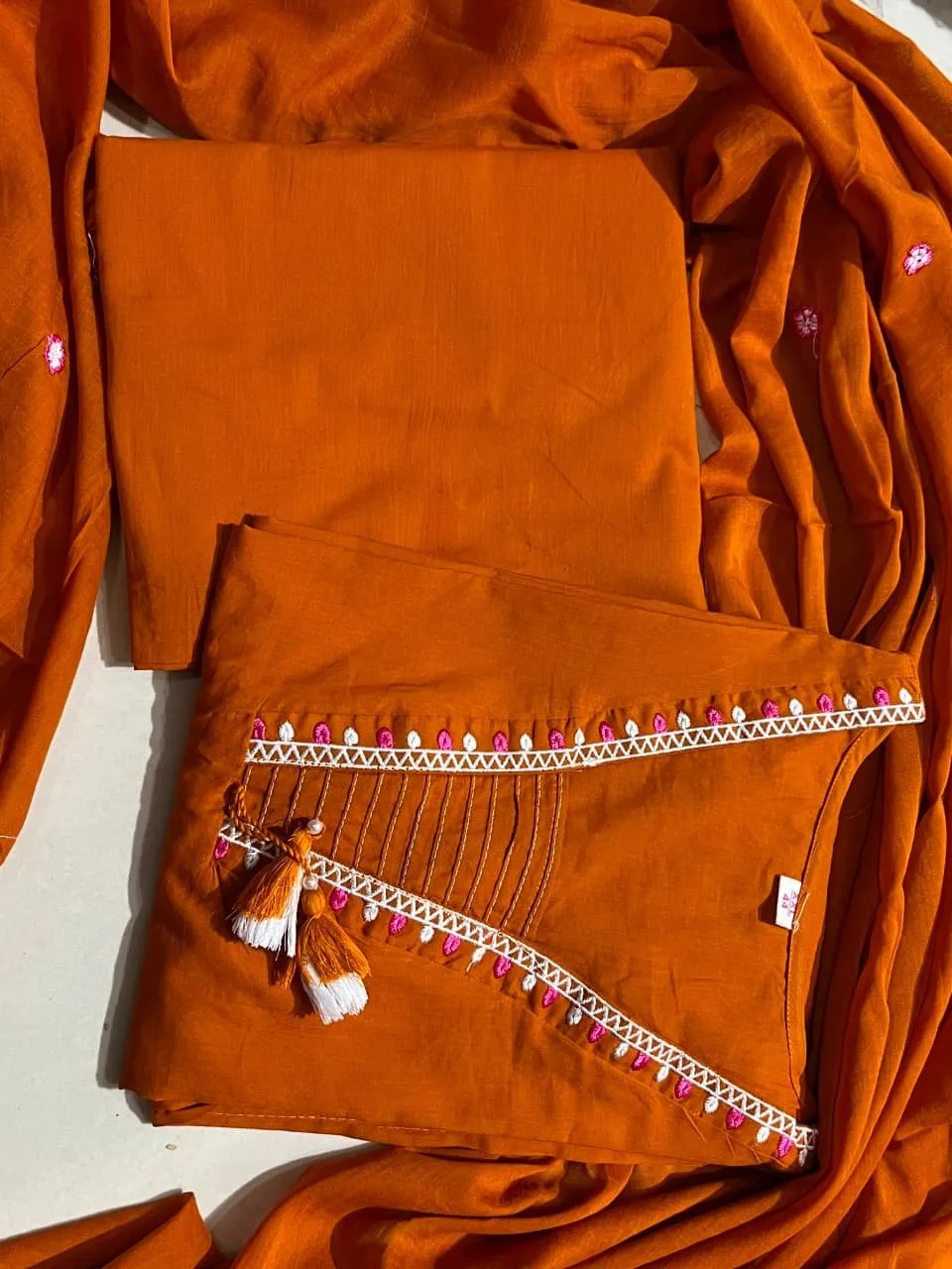 Festival Special Pure Cotton 3 Piece Set - Fabric & Pattern Close-Up View | Jaipur Cloth