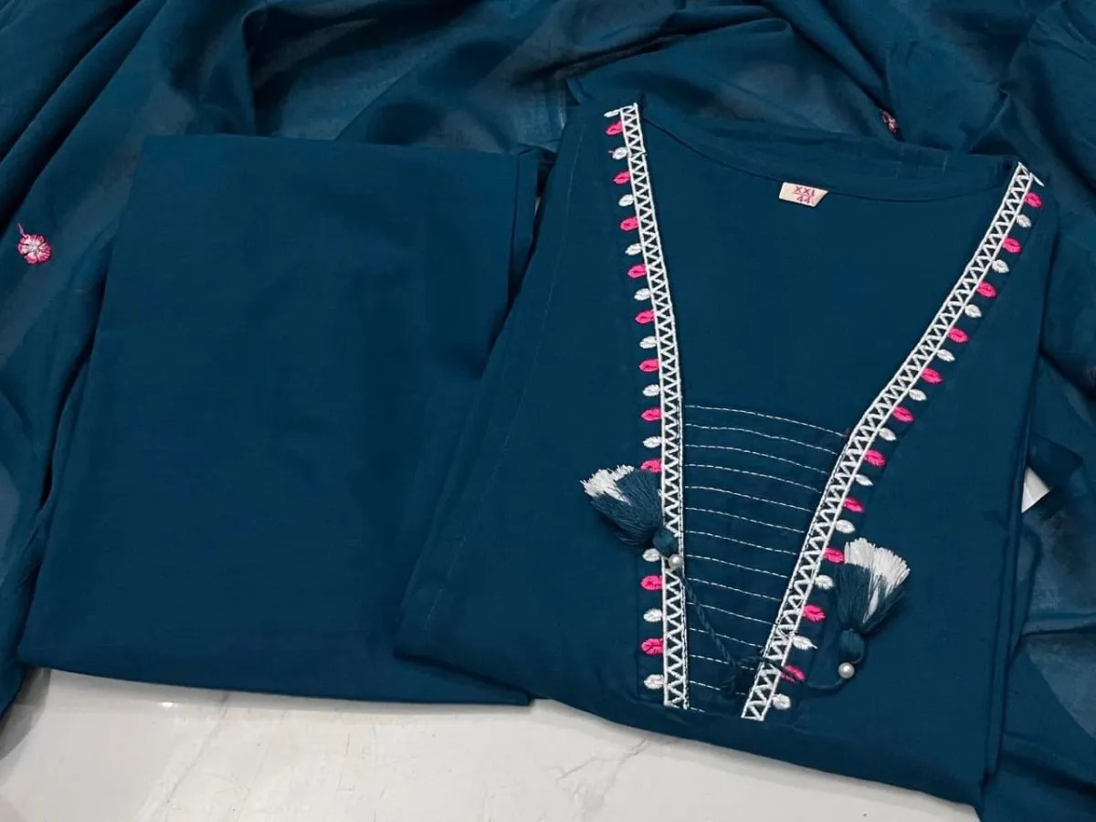 Festival Special Pure Cotton 3 Piece Set - Fabric & Pattern Close-Up View | Jaipur Cloth
