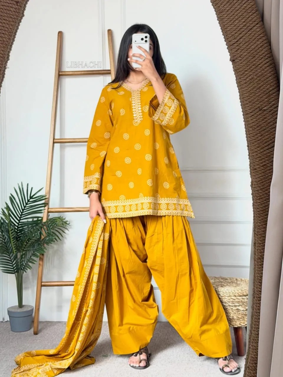 Voluminous Pure Cotton Farsi Summer Set - Front Full View | Jaipur Cloth