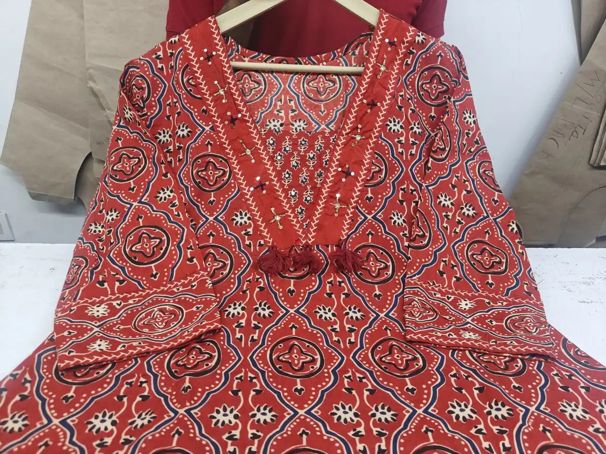 Dreamy Anarkali Kurti Set Pure Cotton Kurti Set for Women - Back View | Jaipur Cloth