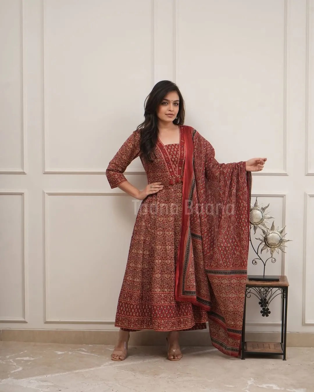 Dreamy Anarkali Kurti Set Pure Cotton Kurti Set for Women - Front Full View | Jaipur Cloth