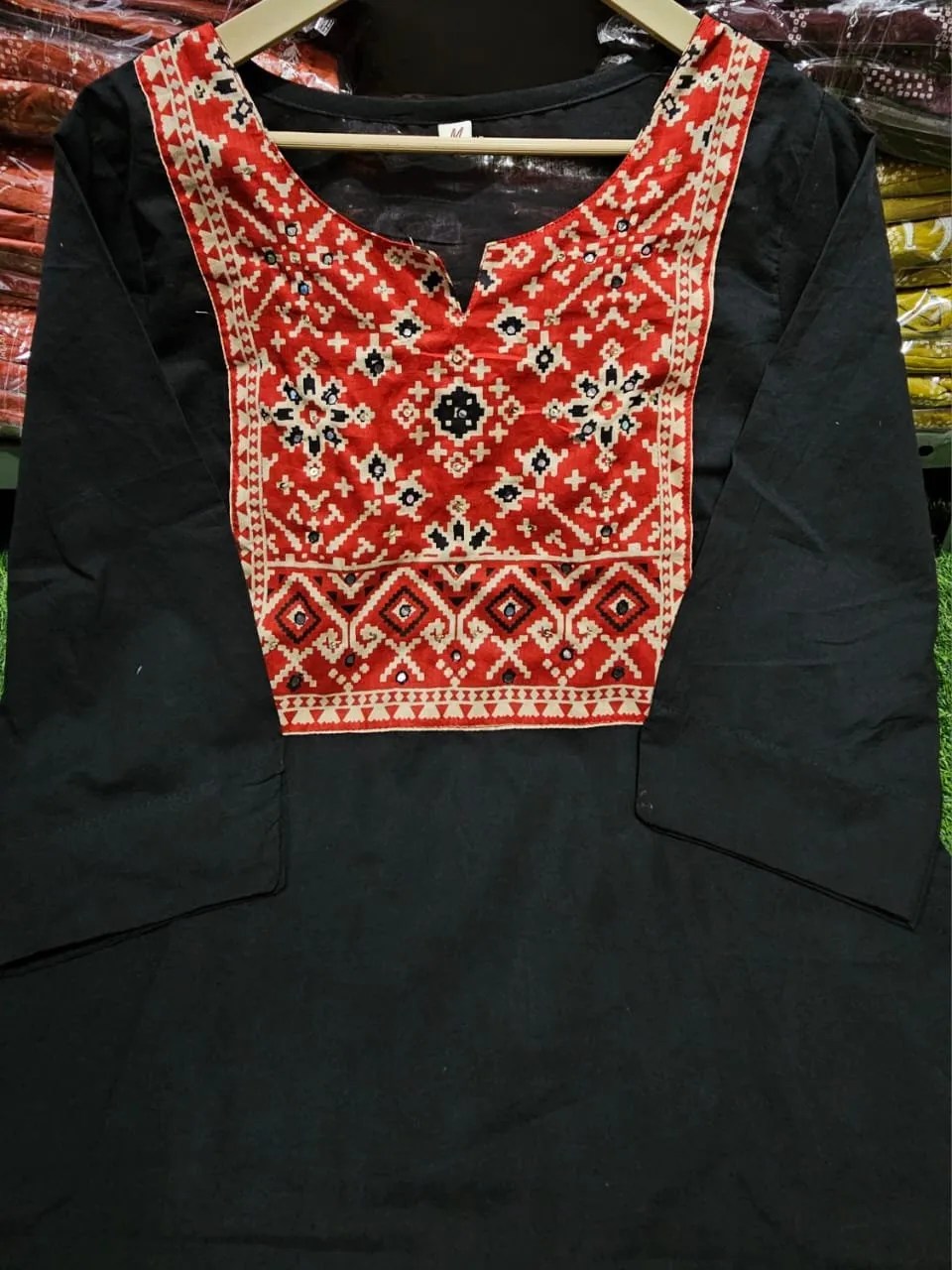 Designer Kurti Pant Set Pure Cotton Kurti Set for Women - Embroidered Yoke Detail View | Jaipur Cloth